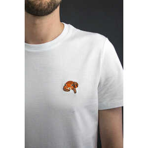 sticknic T-Shirt mit Rotem Panda Motiv gestickt – Minimalistische Stickerei – Auch als Geschenk
