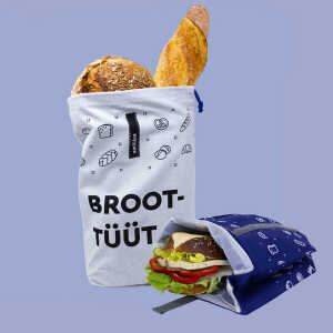 umtüten Beutel Set: Brotbeutel & Snack Beutel / Inlay plastikfrei / hält natürlich frisch / recycelte Bio Baumwolle