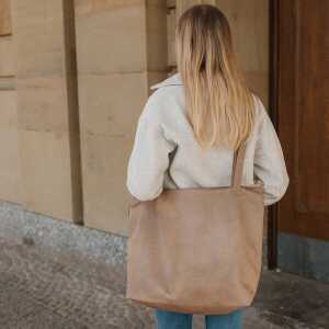 BOWLEANIES TASCHEN Mom Bag | Großer Shopper aus Lederfaserstoff mit Reißverschluss
