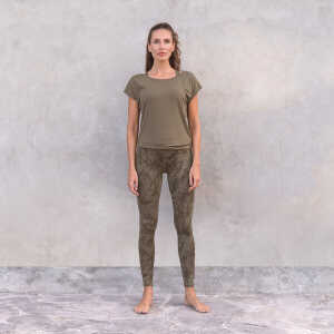 Jaya TOSCA TENCEL- Damen – High-Rise Leggings mit Allover-Nature-Print aus Tencel/Biobaumwoll-Mix mit dop-pelter Taillenpartie