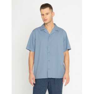 KnowledgeCotton Apparel Kurzarm-Hemd – Boxed Fit Cord Look short sleeve shirt