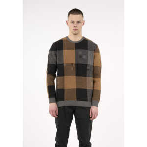 KnowledgeCotton Apparel PIXEL Checked Crew Neck Pullover – 100% Wolle