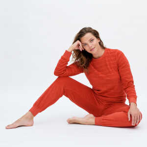 LIVING CRAFTS – Damen Frottee-Schlafanzug – Rot (100% Bio-Baumwolle), Nachhaltige Mode, Bio Bekleidung