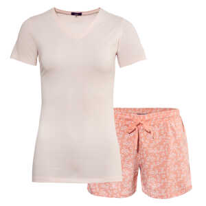 LIVING CRAFTS – Damen Shorty-Pyjama, Set – Orange (100% Bio-Baumwolle), Nachhaltige Mode, Bio Bekleidung