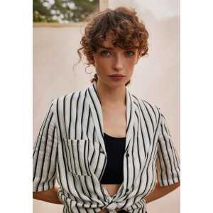Lana natural wear Bluse mit Tasche aus Leinen für Damen – Modell Teresita