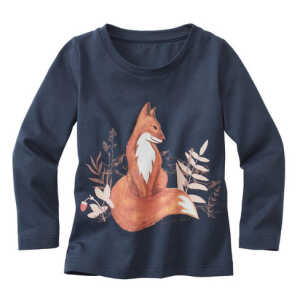 Langarmshirt “Fuchs” aus reiner Bio-Baumwolle, nachtblau