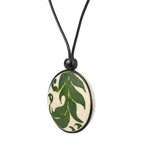 Mambu Design Upcycling Halskette – Leaves – Straußeneischmuck