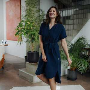 NORDLICHT Damen Musselin Blusen Kleid aus 100% Bio-Baumwolle ELLA