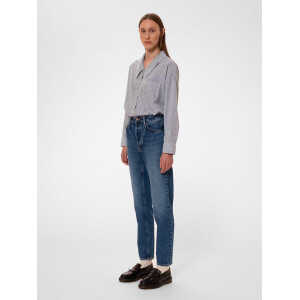 Nudie Jeans Damen Bluse “AMALIA Striped Shirt” – Biobaumwolle und Leinen – Indigo
