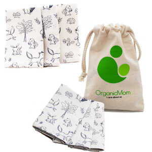 OrganicMom® 3 handgenähte Kinder-Taschentücher inkl. Beutel – Bio-Baumwolle