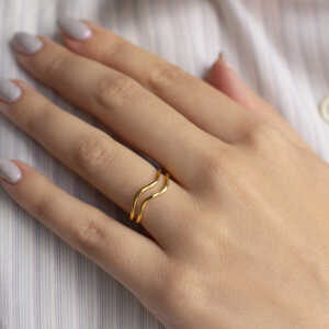 Paeoni Colors Wellen-Ring aus 18k Gold Vermeil, 925 Sterling Silber