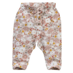 People Wear Organic leichte Hose mit Kokosknöpfen, hellrosa mit Blumenprint “Sommerwiese”, aus Bio-Baumwolle