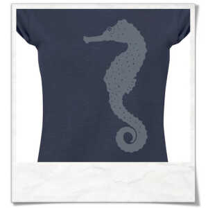 Picopoc Seepferdchen T-Shirt für Damen in navy blau / dunkelblau