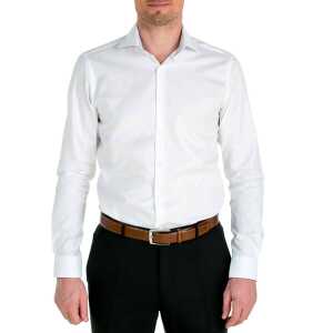 SKOT Fashion Nachhaltige Langarm Herren Hemd Serious White Contrast Slim Fit
