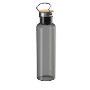 elasto Tritan Trinkflasche “Cascada” Grau – Leichte Flasche mit Bambusdeckel