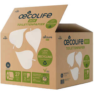 oecolife Toilettenpapier in der Box ‘Recyling’, 3-lagig, 27 Rollen