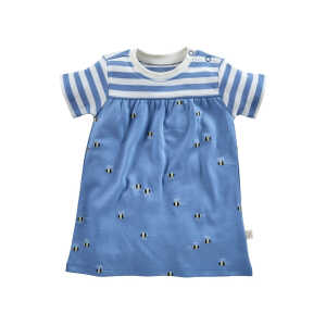 Baby Kleid Kurzarm Bio-Baumwolle Biene blau Gr.50/56