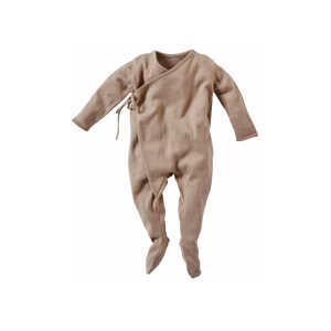 Baby Wickel Strampler Bio-Baumwolle Feinstrick beige Gr.50/56