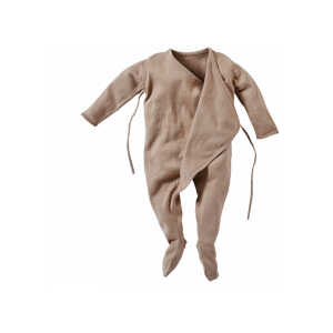 Baby Wickel Strampler Bio-Baumwolle Feinstrick beige Gr.50/56