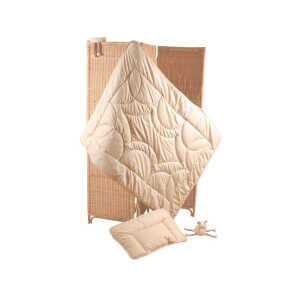 Baby- und Kinderbettdecke und Kissen Baumwolle (kbA)-Kapok Bettdecke 100x135cm, Flachkissen 40x60cm