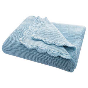Babydecke Bio-Baumwolle mit Muschelkante, blau Maße 80 x 100 cm