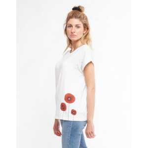 CORA happywear Damen T-Shirt aus Eukalyptus “Laura” | Mohnblumen