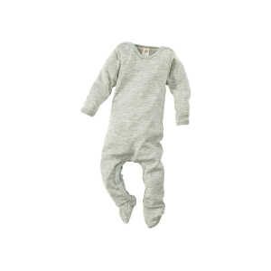 Engel Natur Baby Schlafanzug Overall Wolle Seide melange-grau Gr.62/68