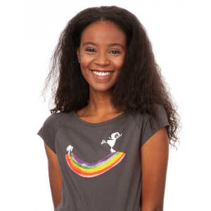 FellHerz Damen T-Shirt Rainbow Girl dark grey