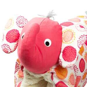 Flosinn Kuschelkissen Elefant als Reisekissen mit Teddyplüsch aus Baumwolle mit Schurwollfüllung (beides Bio). Personalisierbar