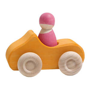 Grimms Kleines Cabrio Spielzeugauto aus Lindenholz, gelb lasiert Maße 11 x 9 x 7 cm