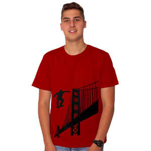 HANDGEDRUCKT “Golden-Skate-Bridge” Männer T-Shirt