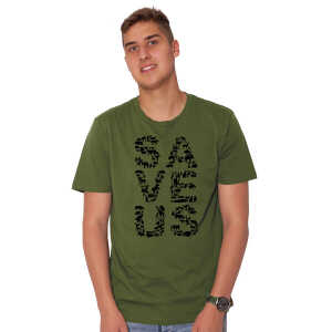HANDGEDRUCKT “Save us ” Männer T-Shirt reine Biobaumwolle (kbA)