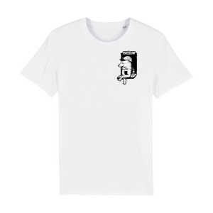 Husky-Bar mit Schnaps – Brust Motiv – päfjes Fair Wear Männer T-Shirt – White