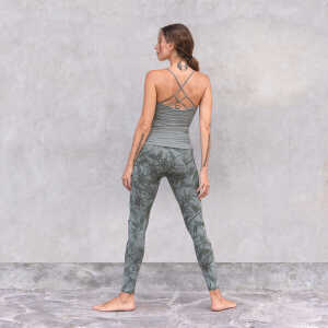 Jaya TOSCA NATURE – Damen – High-Rise Leggings mit Allover-Nature-Print aus elastischer Biobaumwolle mit doppelter Taillenpartie