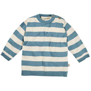 Kinder Pullover Strick-Qualität Bio-Baumwolle ecru-blau Gr.86/92