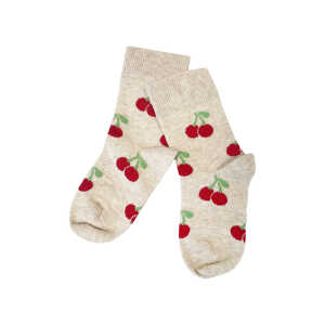 Kinder Socken Baumwolle (kbA) Kirschen beige-melange Gr.3-4