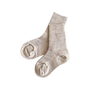 Kinder Socken Bio-Schurwolle Feinstrick melange-hellbraun Gr.1