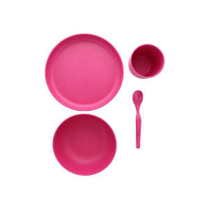 Kindergeschirr Set 4-teilig pink Enthält Teller, Becher, Schale und Löffel