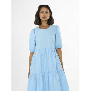 KnowledgeCotton Apparel Midi Kleid – Puff sleeve poplin dress – aus Bio-Baumwolle