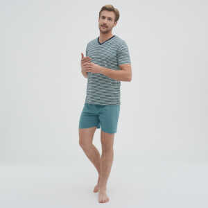 LIVING CRAFTS – Herren Schlafanzug – Türkis (100% Bio-Baumwolle), Nachhaltige Mode, Bio Bekleidung
