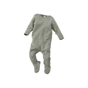 Lilano Baby Strampler mit Fuß Wolle Seide melange-grau Gr.56