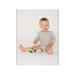 Living Crafts Baby Body Langarm Wolle Seide grau-melange Gr. 62/68
