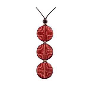 Mambu Design Upcycling Halskette – Triple Linear Circles Red – Women – Straußeneischmuck