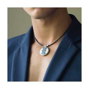 Mambu Design Upcycling Halskette – Waves Blue – Straußeneischmuck
