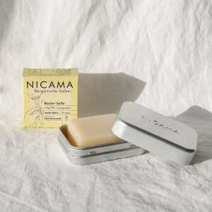 NICAMA Plastikfreies Seifen-Set: Seife + Seifendose mit Abtropfschale