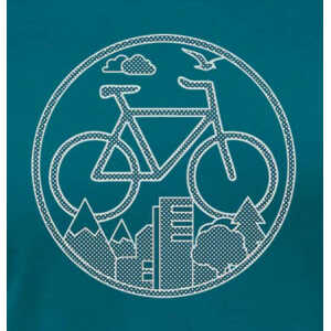 Picopoc Fahrrad / Stadt & Natur, Berge & Bäume T-Shirt in Blau & Weiß