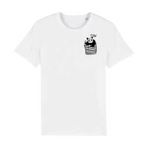 Pingzi Panda – Brust Motiv – päfjes Fair Wear Männer T-Shirt – White