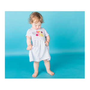 Sense Organics Baby und Kinder Kleid hellblau-gestreift Gr.62/68 (3-6 Monate)