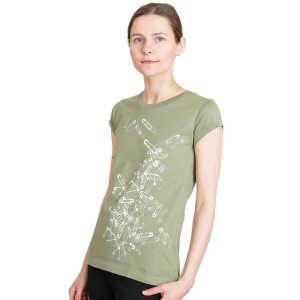 Spangeltangel Damen T-Shirt aus Bio-Baumwolle “Sicherheitsnadeln” khaki