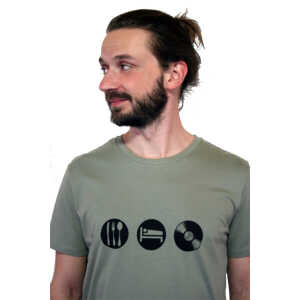 Spangeltangel T-Shirt “Eat, Sleep, Vinyl”, nachhaltig, Vinyl, Herren, Plattenspieler, bedruckt